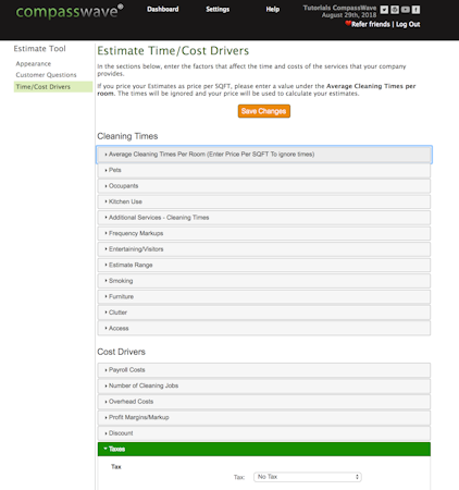 Compass Wave estimate tool