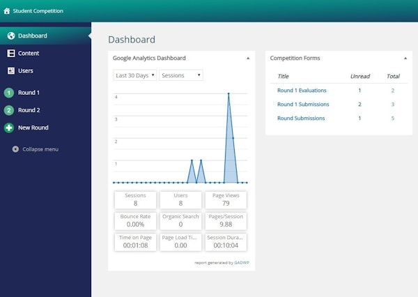 Untap Compete competition dashboard screenshot