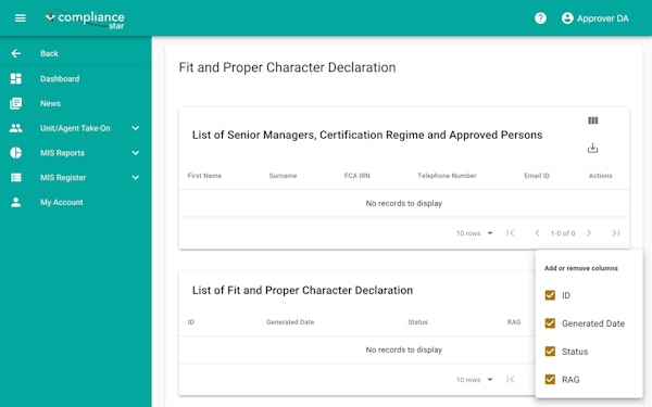 Compliance Star character declaration
