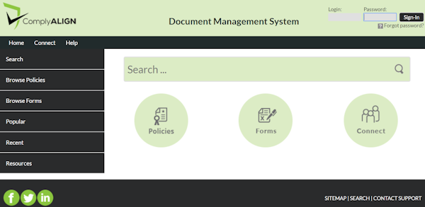 ComplyALIGN document dashboard screenshot