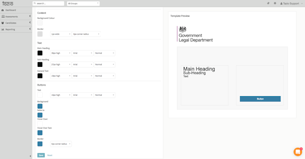 Tazio custom content management screenshot