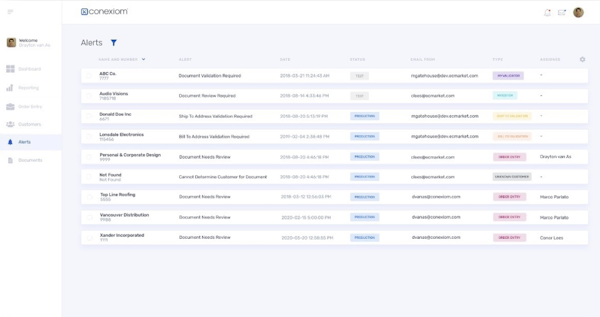 Conexiom alerts