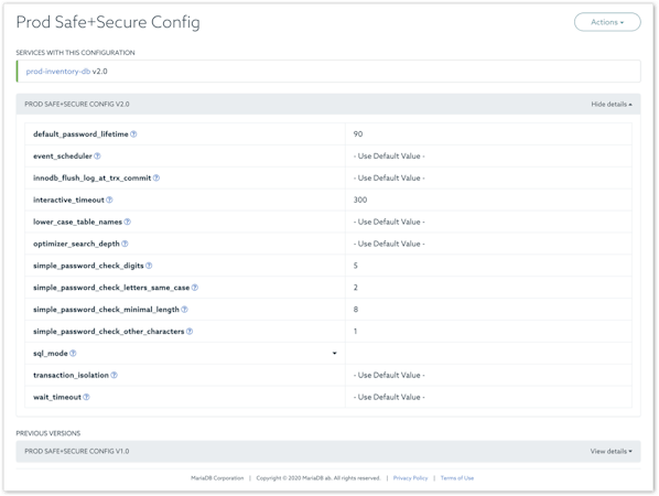 MariaDB configuration management