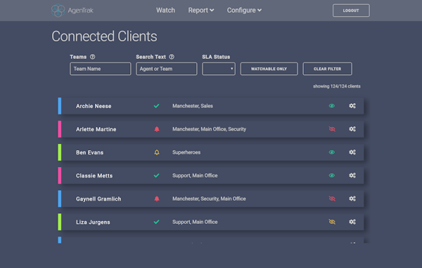AgenTrak connected clients