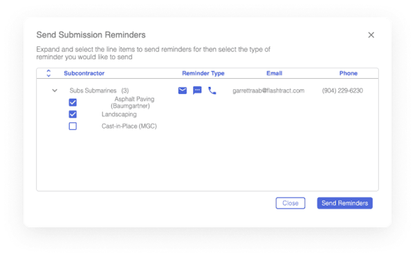 Flashtract construction billing reminders