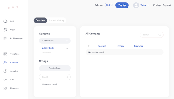 Contacts Dashboard Dexatel