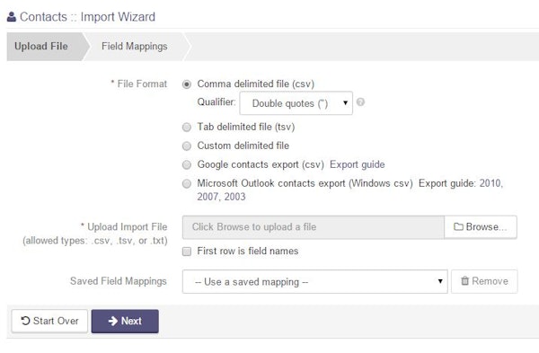 Import wizard