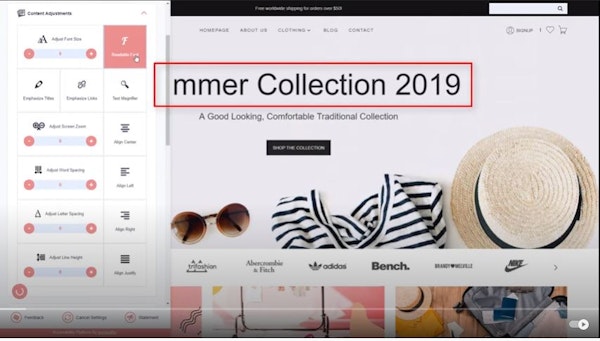 accessiBe content adjustment