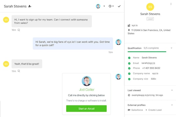 Intercom convert leads screenshot