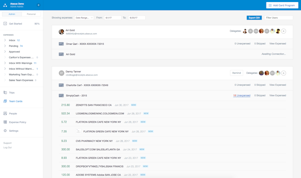 Corporate Card Dashboard