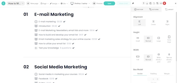 LearnWorlds course contents