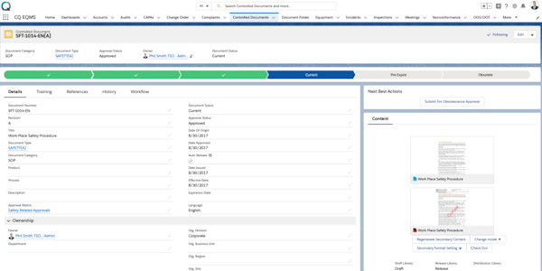 ComplianceQuest EQMS controlled document