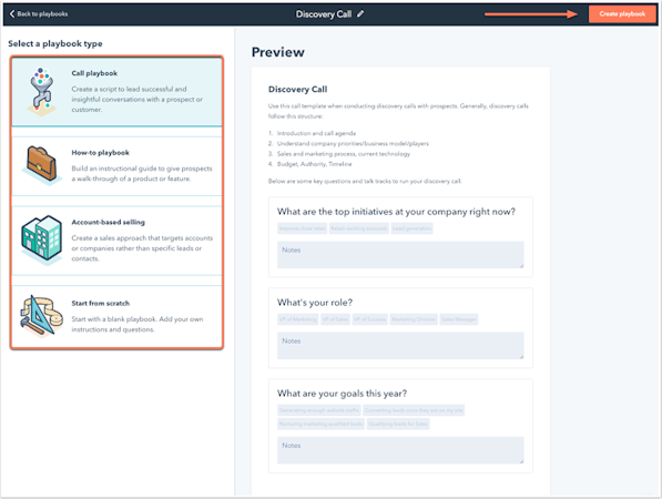 Playbook templates screenshot