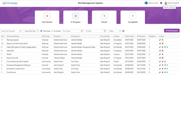 Bid Management new bids