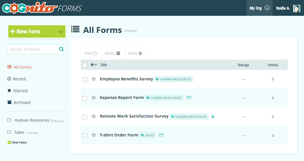 Cognito Forms creating new forms