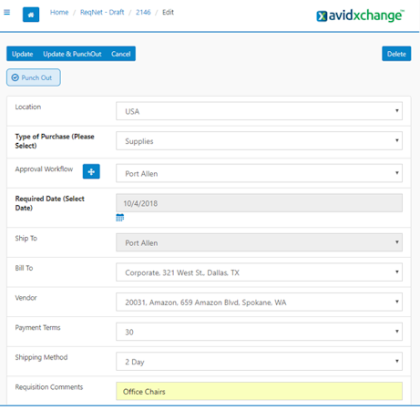 Create requisition