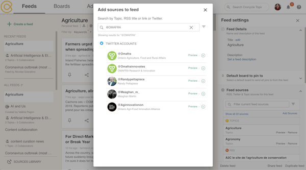 Cronycle adding sources to feeds