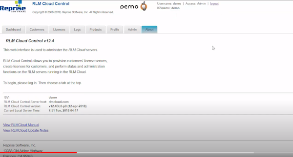 Reprise License Manager customer portal