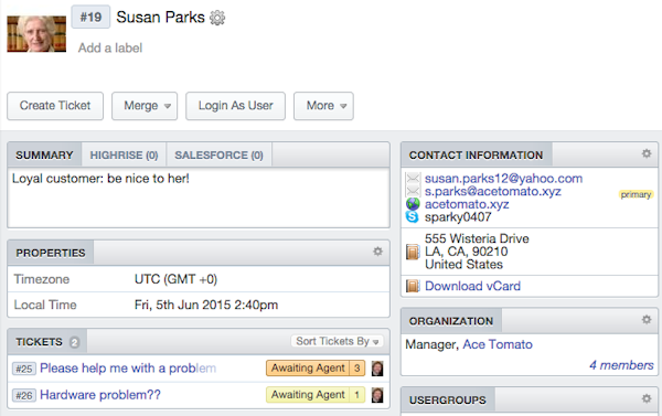 Deskpro customer profile