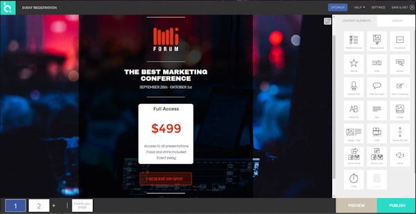 involve.me custom events landing page