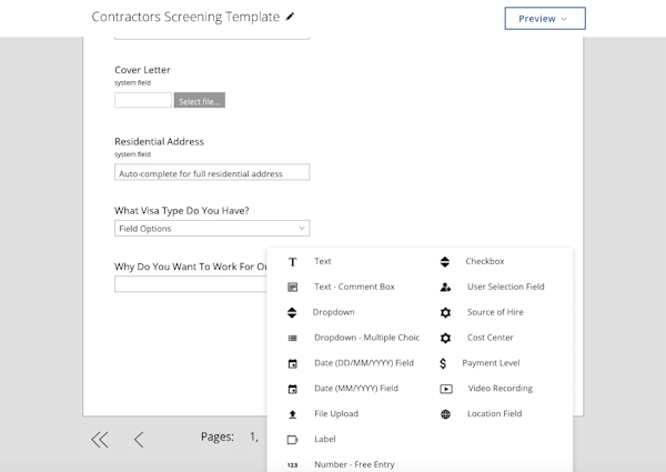 MyRecruitment+ custom screening template