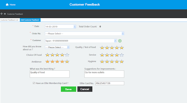 Customer feedback