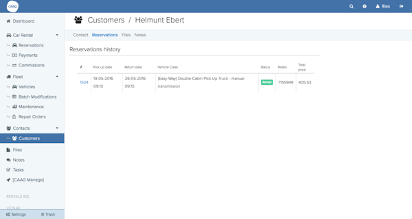 HQ Rental Softwarecustomer details