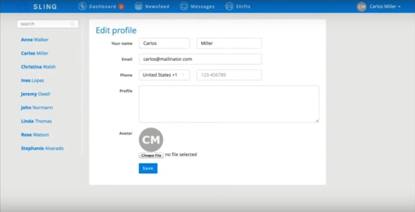 Sling customizable employee profiles