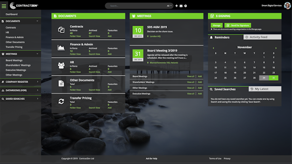ContractZen dashboard with different color theme