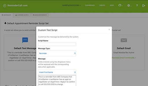 ReminderCall custom text script