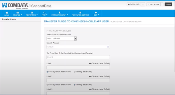 ASAP by Comdata transfer funds