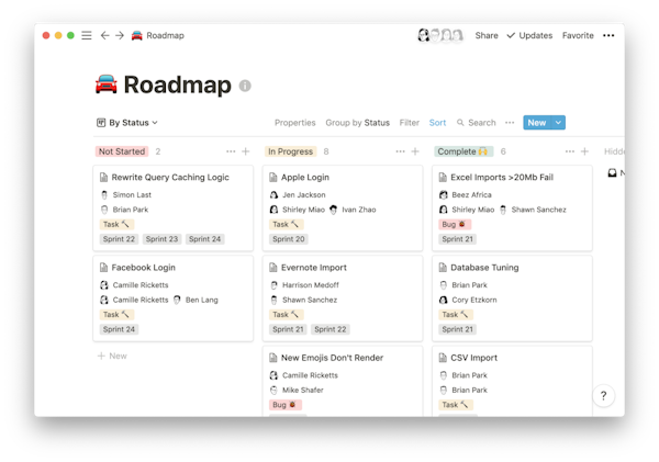 Notion project roadmap