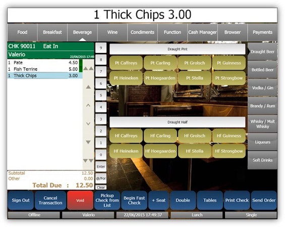 Simphony menu order