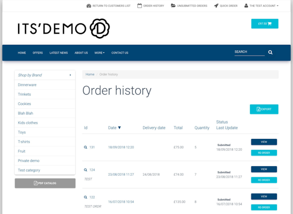 B2B Wave - Order history