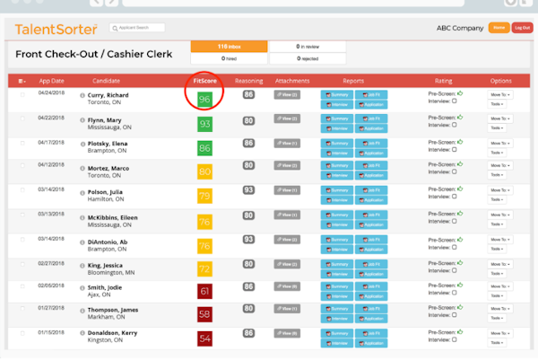 TalentSorter dashboard