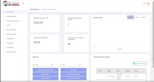 Resale Global dashboard