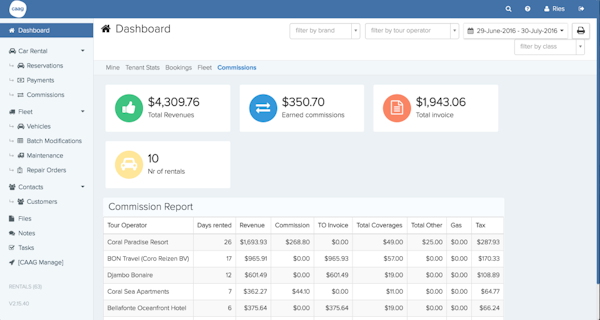 HQ Rental Softwaredashboard
