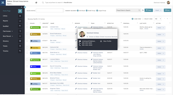 NextAgency dashboard screenshot.