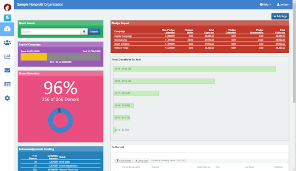 DonorSnap dashboard screenshot
