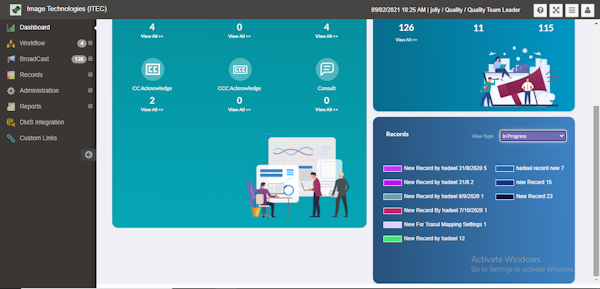 docuTRAK dashboard