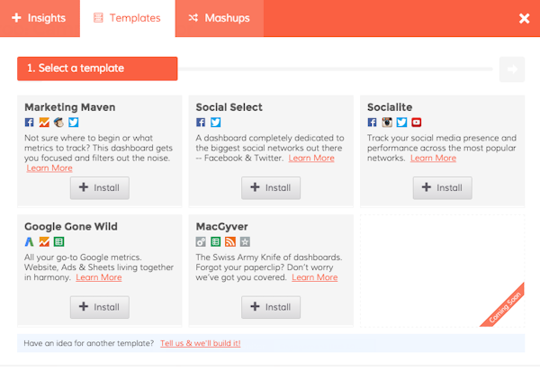 Dashboard templates
