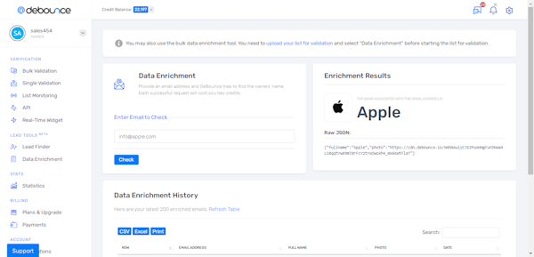 DeBounce data enrichment