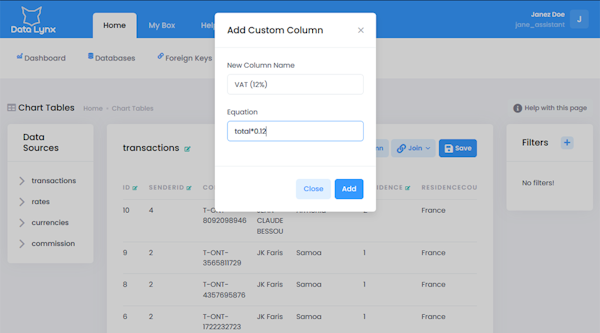 DataLynx add column