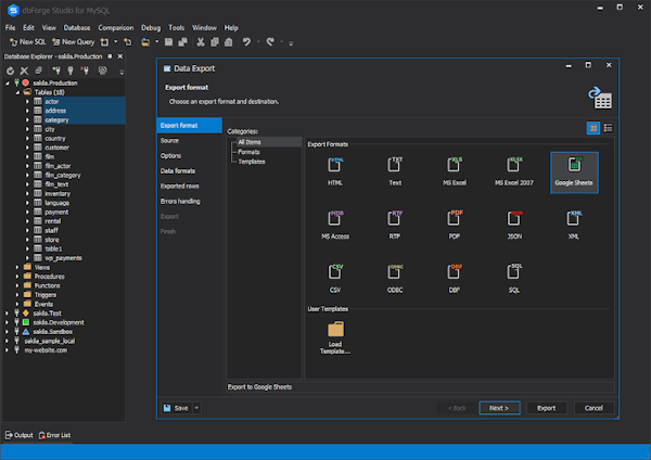 dbForge Studio for MySQL demonstration