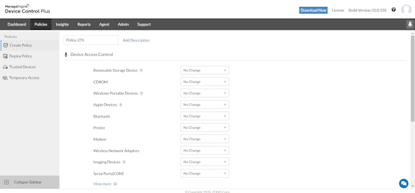 Device Control Plus access control