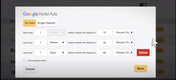 eviivo deposit policies by channel