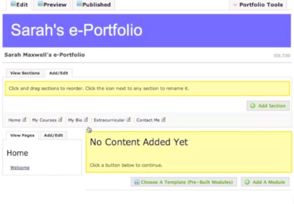 Digication add content