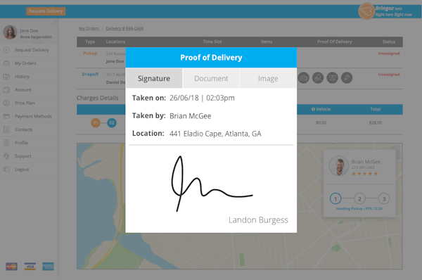 Bringoz digital signature capture