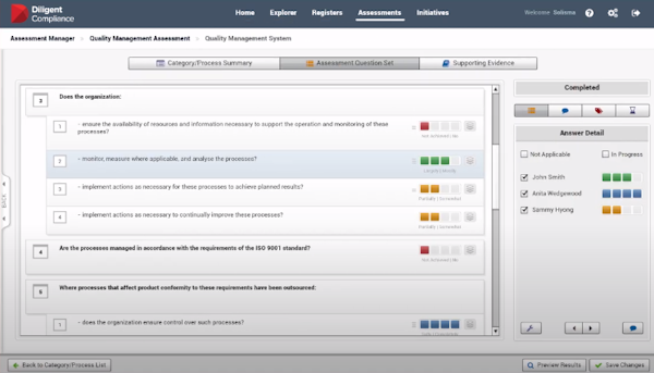 Diligent Compliance assessments