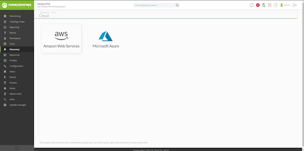 Pandora FMS discovery cloud screenshot